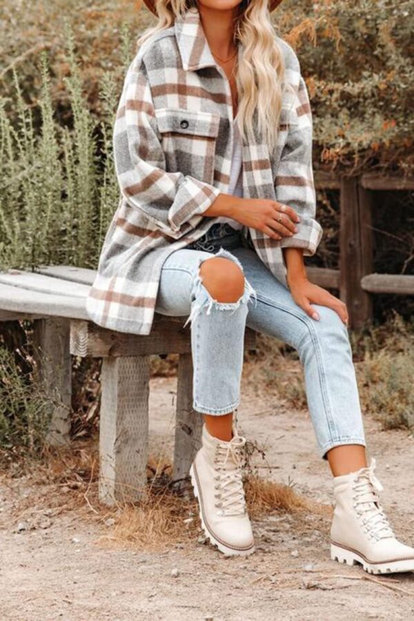 Beaully Women's Flannel Plaid Shacket Long Sleeve Button - Image 3