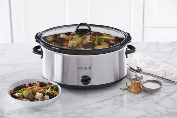 Crock-Pot 7 Quart Oval Manual Slow Cooker, Stainless Steel - Image 4