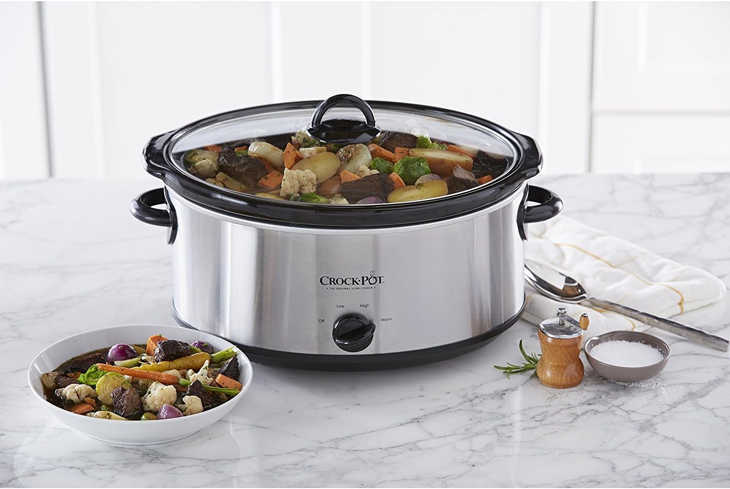 Crock-Pot 7 Quart Oval Manual Slow Cooker, Stainless Steel - Image 4