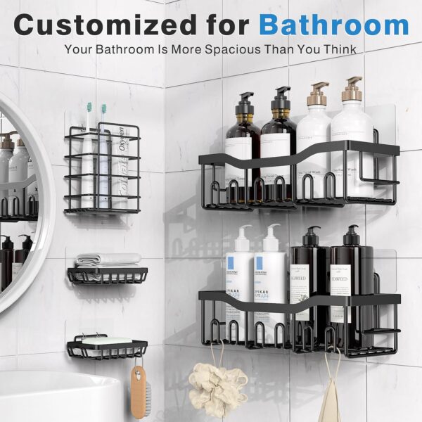 Adhesive Shower Caddy, 5 Pack Rustproof Stainless Steel Bath
