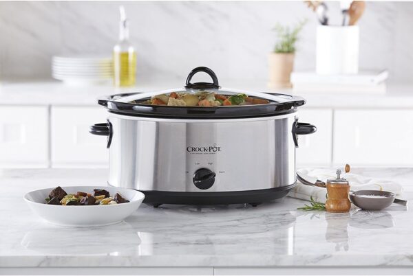 Crock-Pot 7 Quart Oval Manual Slow Cooker, Stainless Steel
