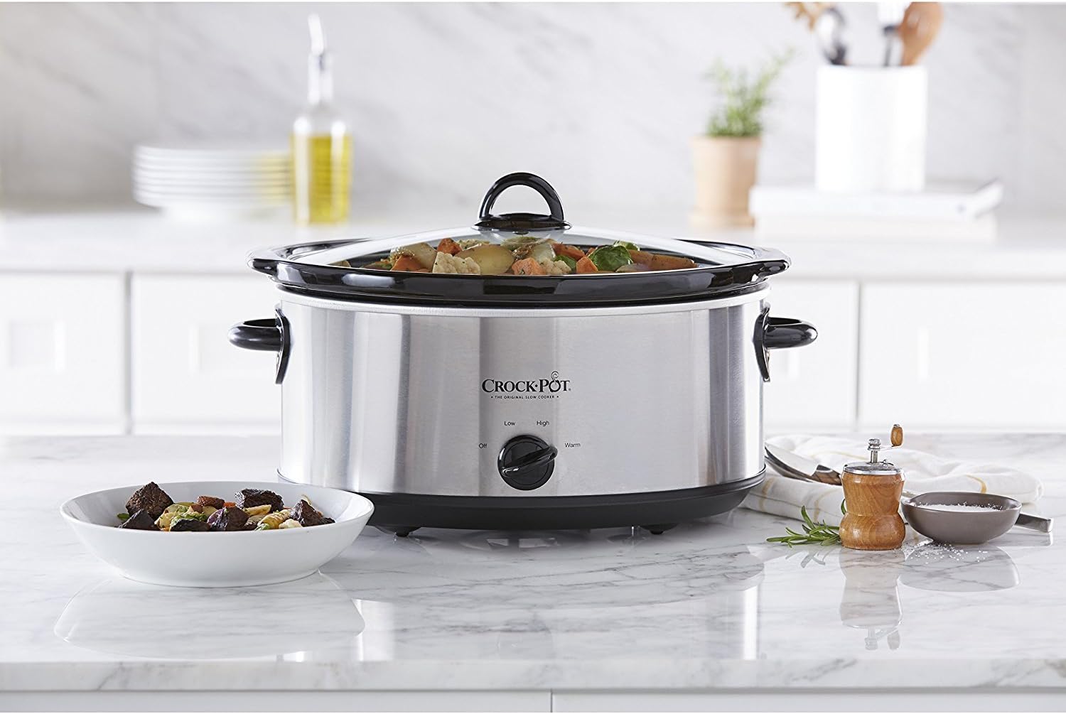 Crock-Pot 7 Quart Oval Manual Slow Cooker, Stainless Steel