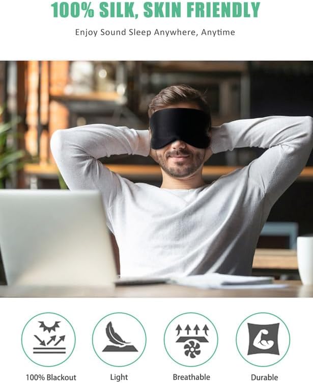 BeeVines Sleep Mask, 2 Pack 100% Real Natural Pure Silk Eye Masks - Image 2