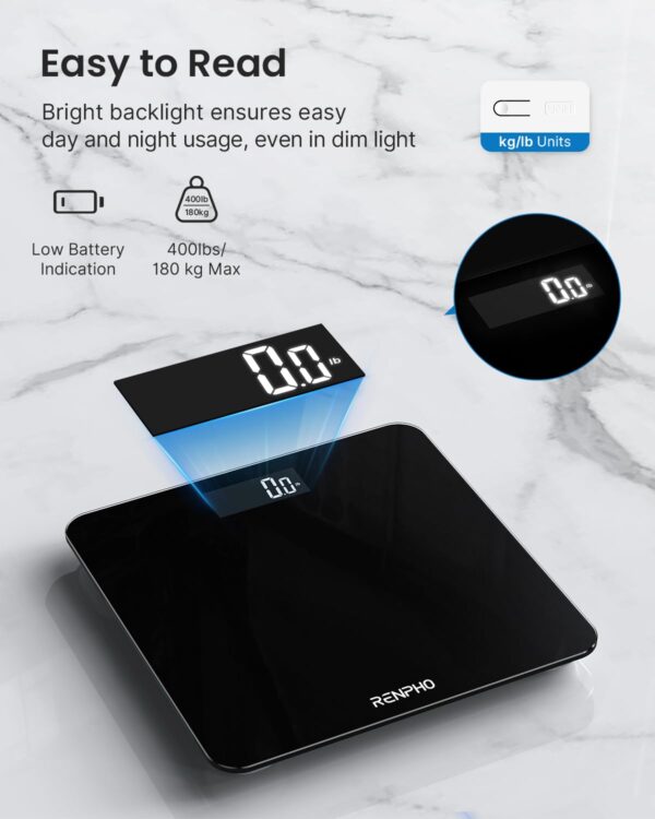 RENPHO Scale for Body Weight, Digital Bathroom Scale with Backl - Image 3