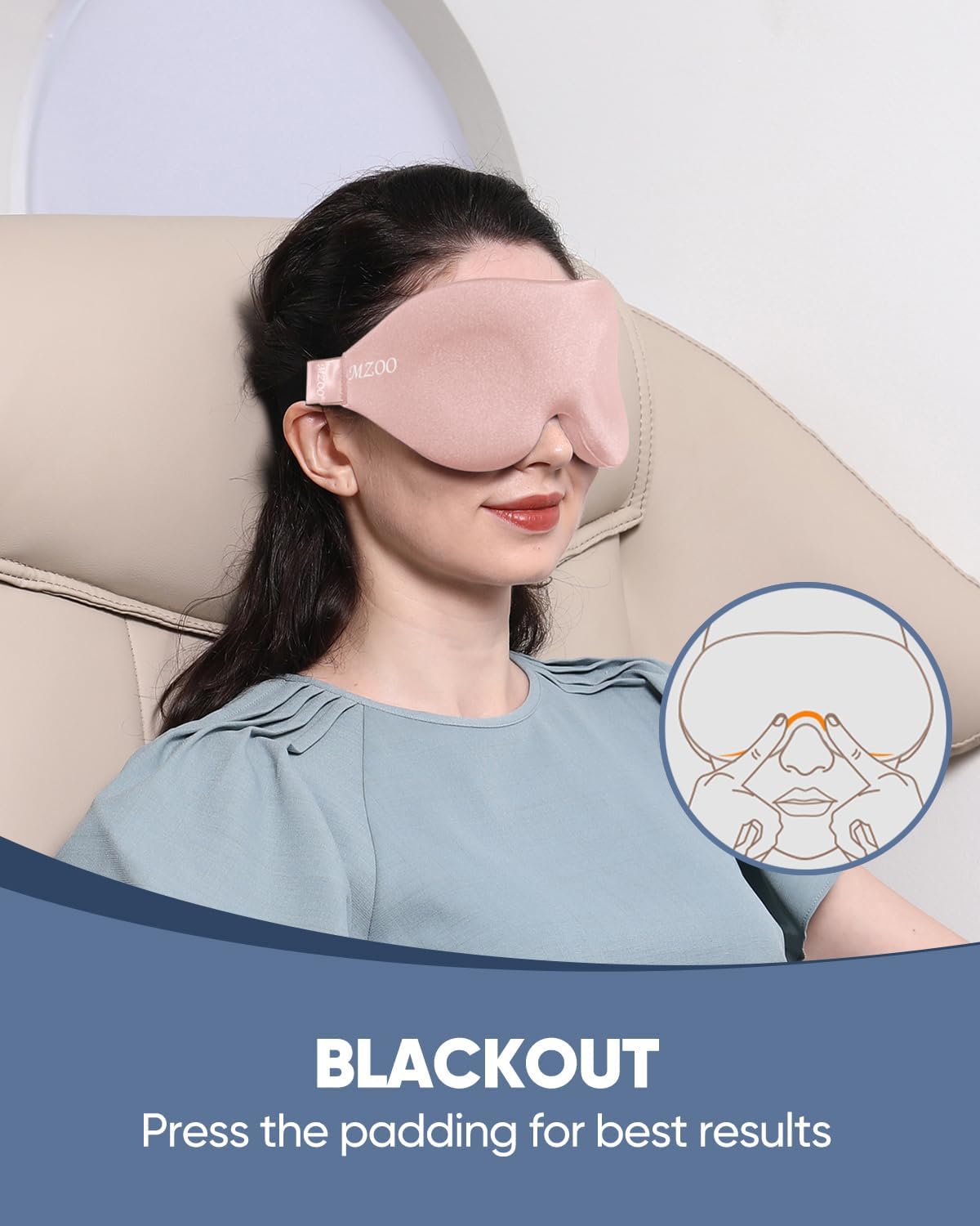 MZOO Sleep Eye Mask for Men Women, Zero Eye Pressure 3D Sleeping Mask - Image 3