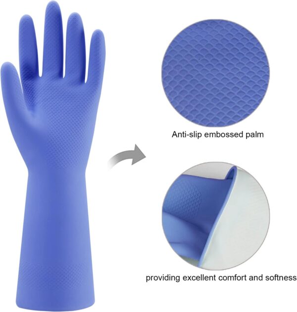Rubber Kitchen Dishwashing Gloves - 4 Pairs Colorful Reusable Household - Image 3