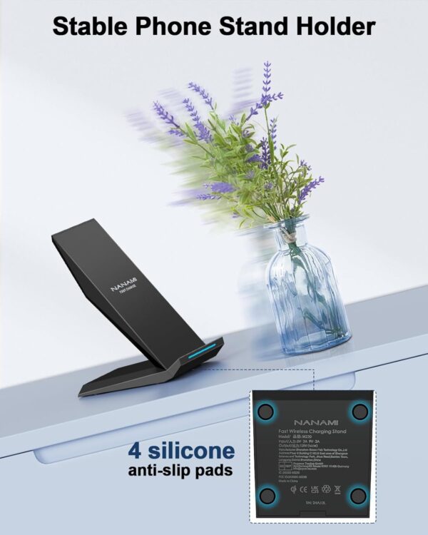 Fast Wireless Charger, NANAMI 15W Qi Certified Wireless Charging Stand Compatible - Image 3