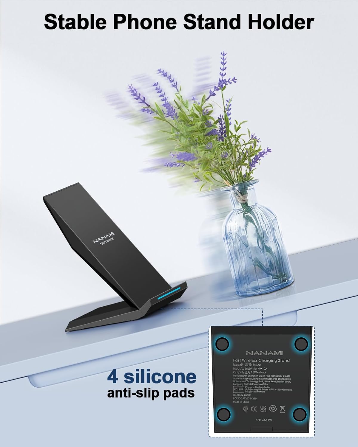 Fast Wireless Charger, NANAMI 15W Qi Certified Wireless Charging Stand Compatible - Image 3