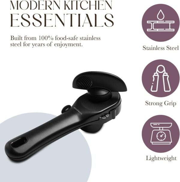 Bellemain- Safe Cut Stainless Steel Ergonomic Can Opener, Manual, Smooth - Image 2