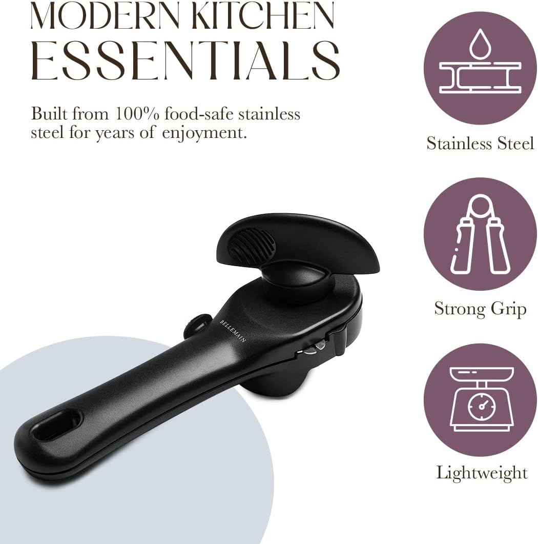 Bellemain- Safe Cut Stainless Steel Ergonomic Can Opener, Manual, Smooth - Image 2