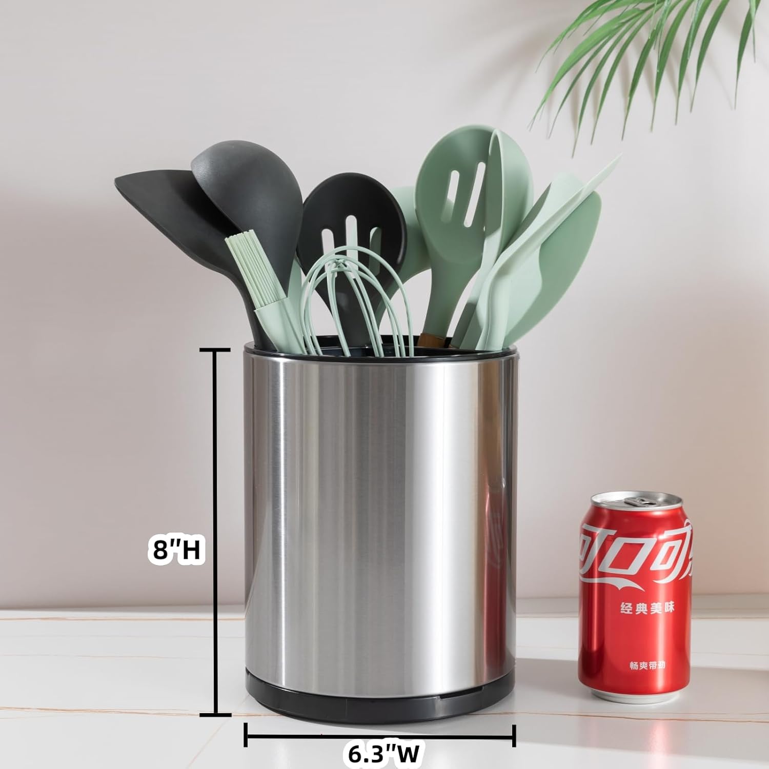 Kitchen Utensil Holder Extra Large 360°Rotating For Counter Organizer Stainless - Image 2