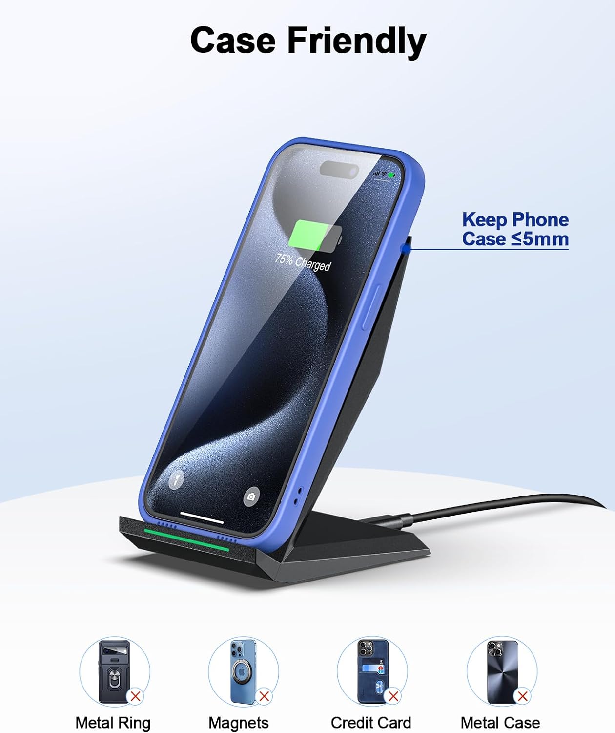 Fast Wireless Charger, NANAMI 15W Qi Certified Wireless Charging Stand Compatible - Image 2