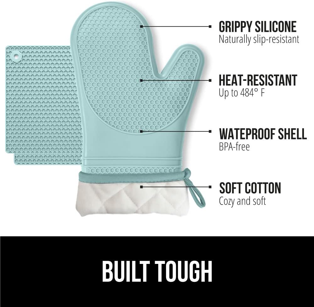 Gorilla Grip BPA-Free Soft Silicone Oven Mitts and Potholder Set of 4, Heat - Image 4