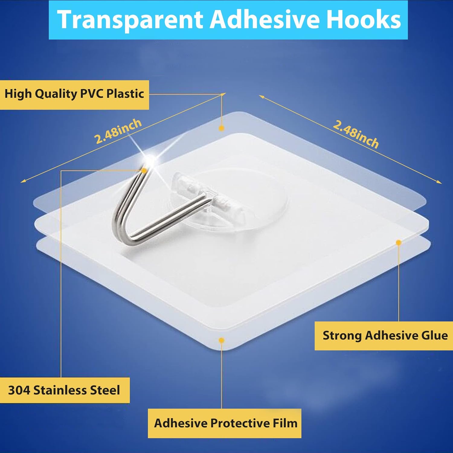 Adhesive Hooks for Hanging Heavy Duty Wall Hooks Self Adhesive Towel Coat - Image 2
