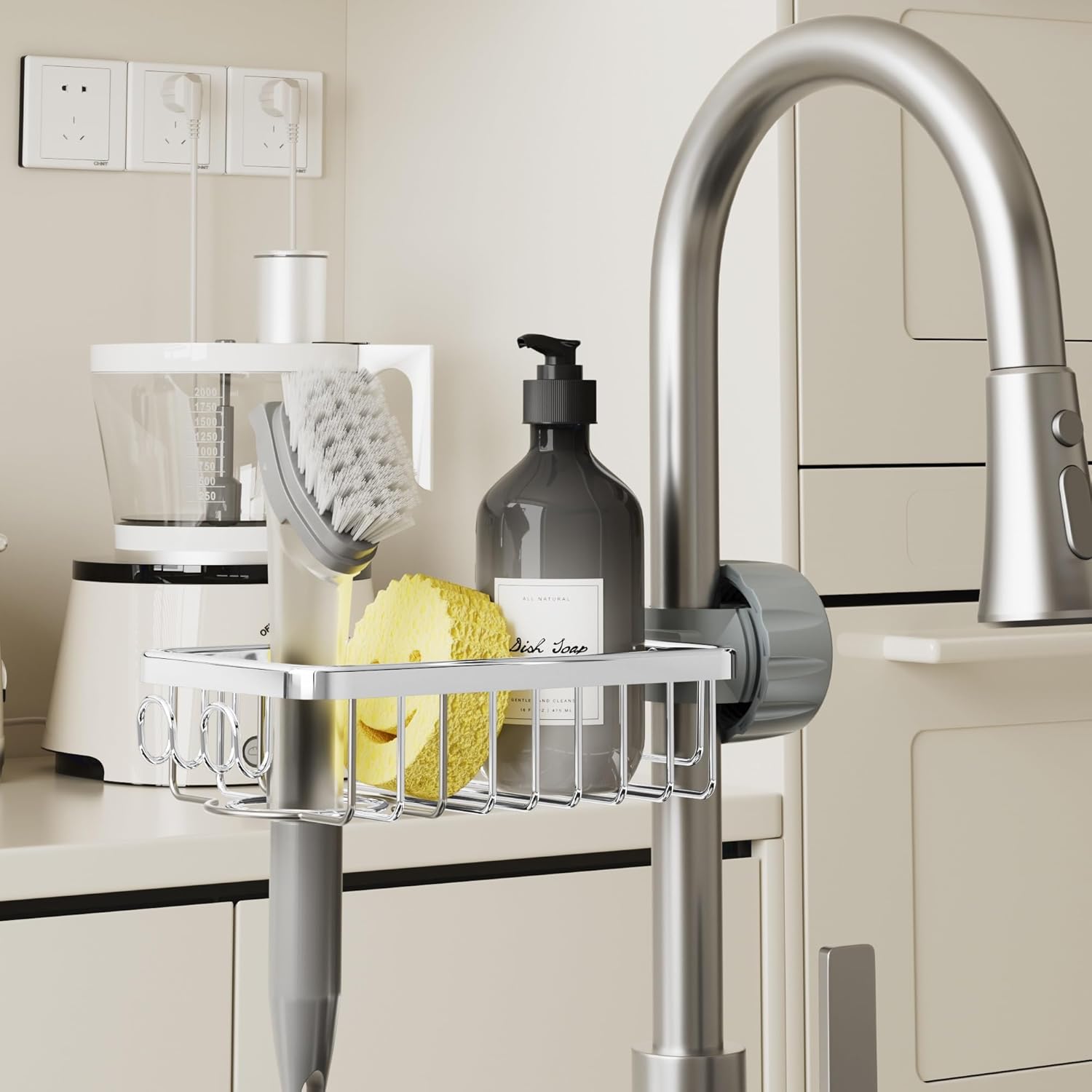 LONIN 3in1 Kitchen Faucet Organizer Rack - Sponge Holder, Scrub Daddy Sponge - Image 4