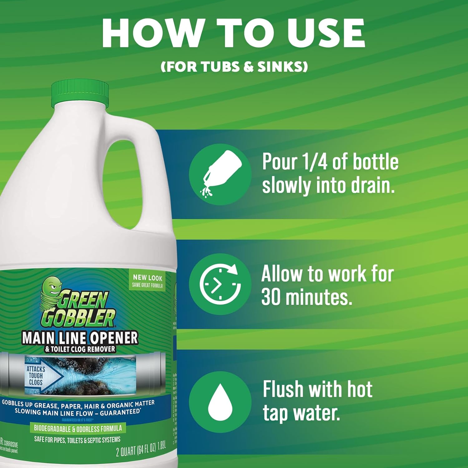 Green Gobbler Ultimate Main Drain Opener | Drain cleaner Hair Clog - Image 4