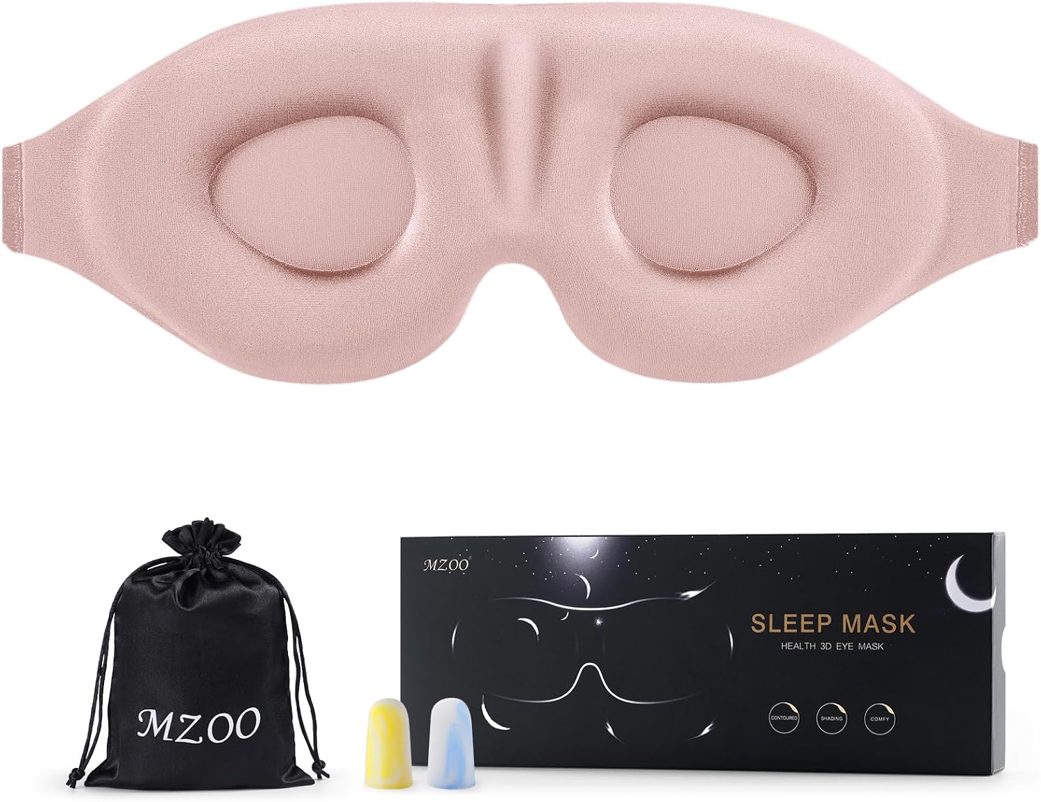 MZOO Sleep Eye Mask for Men Women, Zero Eye Pressure 3D Sleeping Mask