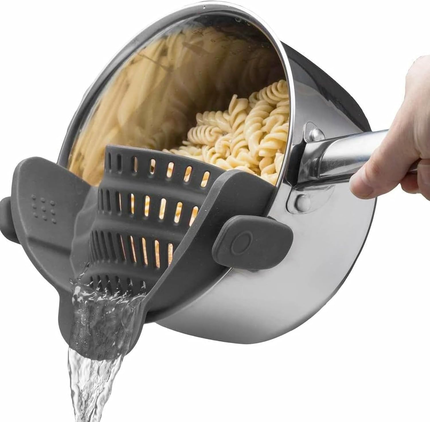 Kitchen Gizmo Snap N' Strain - Silicone Clip-On Colander for Pots and Pans