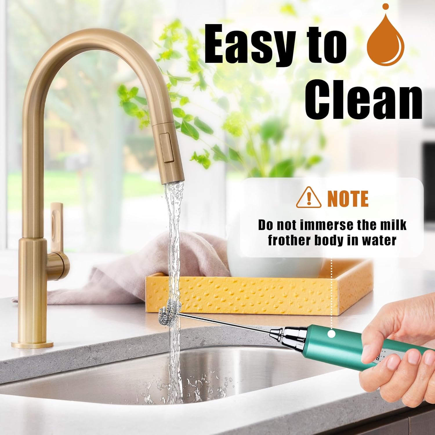 Nahida Green Milk Frother Wand for Coffee, Frother Handheld Rechargeable - Image 2