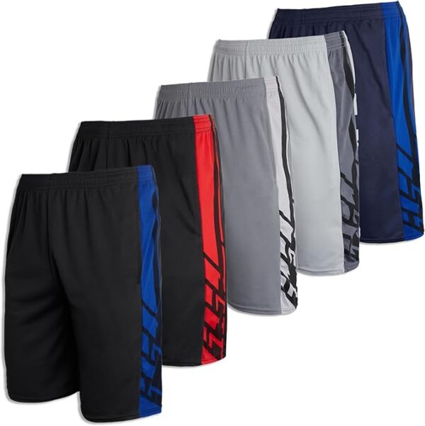 Real Essentials 5 Pack: Men's Mesh Athletic Basketball Shorts Quick Dry - Image 3