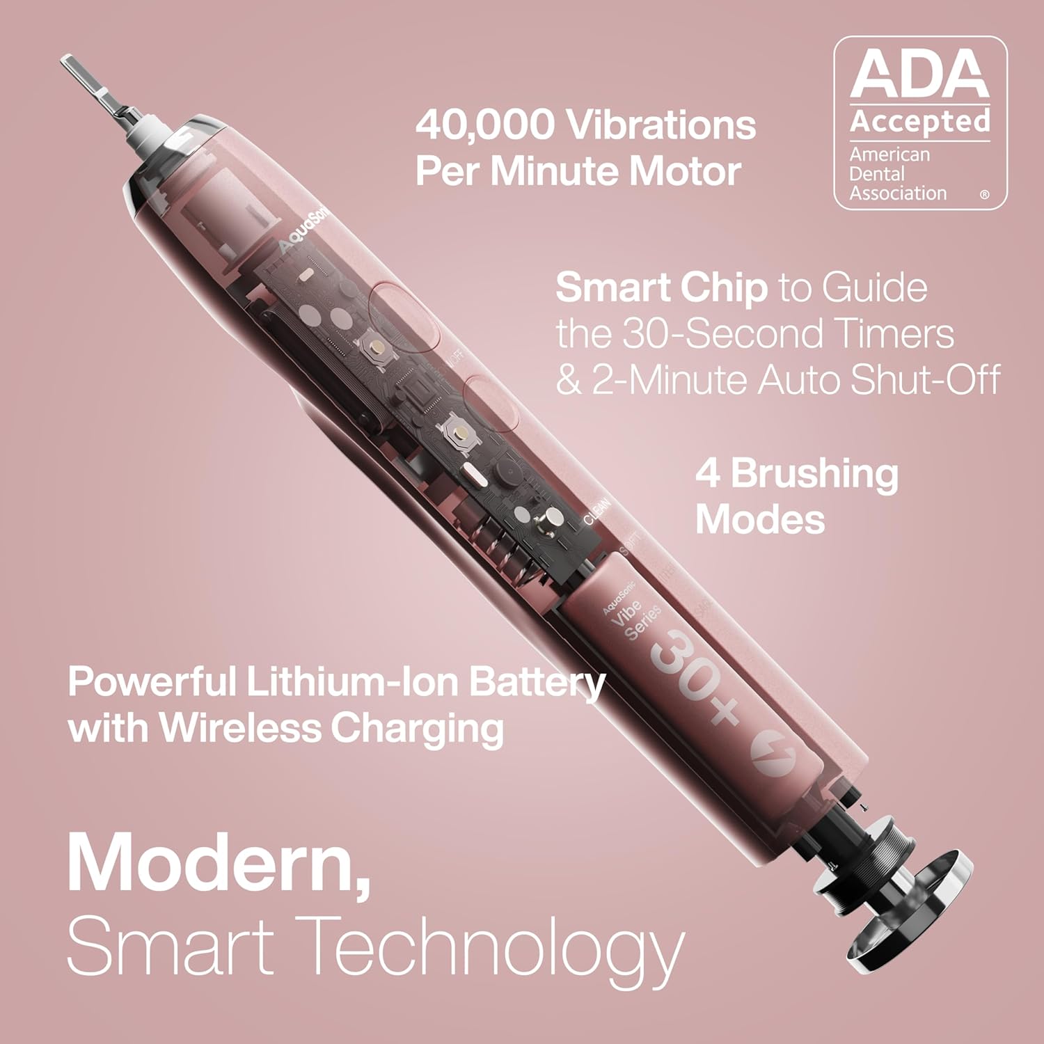 Aquasonic Vibe Series Ultra-Whitening Toothbrush – ADA Accepted Electric Toothbrush - Image 2