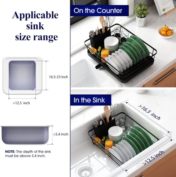 Kitsure Dish Drying Rack- Space-Saving Dish Rack, Dish Racks for Kitchen Counter - Image 3