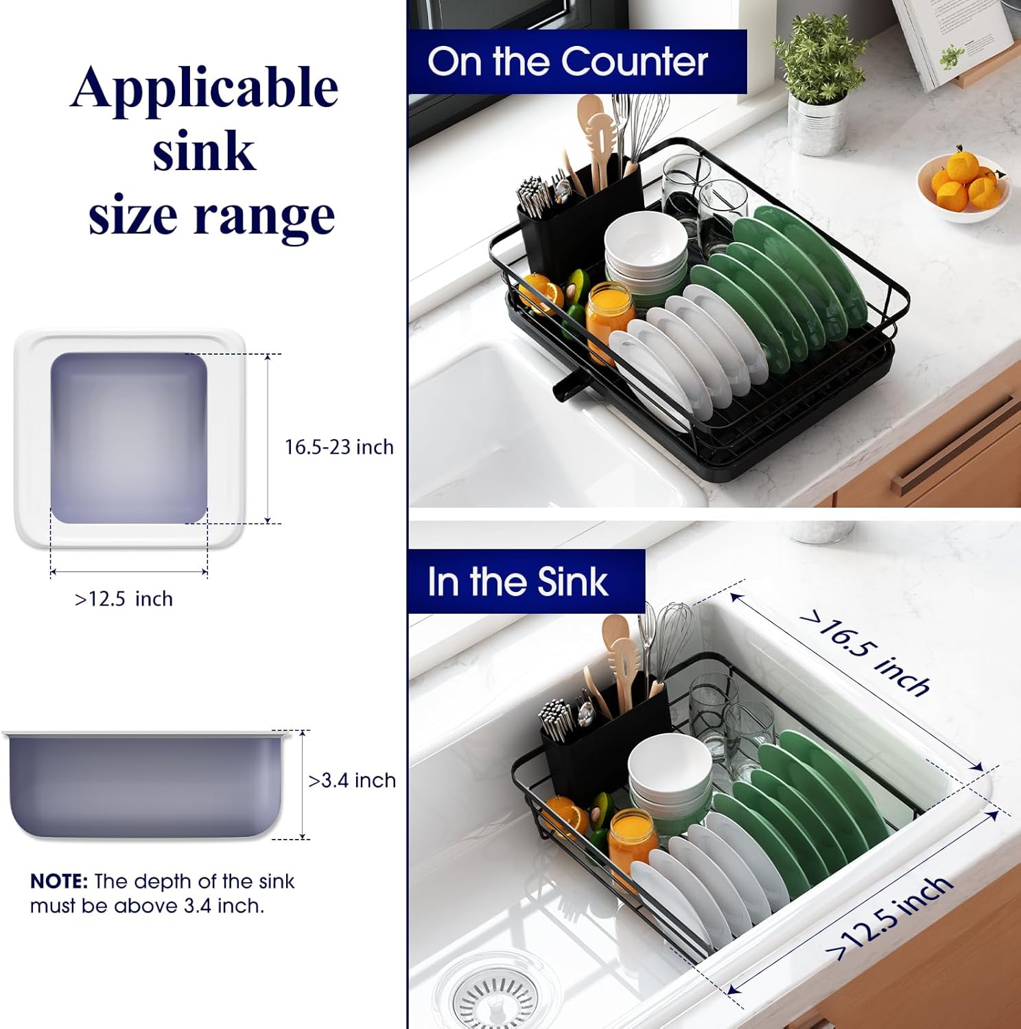 Kitsure Dish Drying Rack- Space-Saving Dish Rack, Dish Racks for Kitchen Counter - Image 3