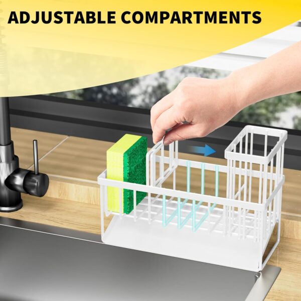 Cisily Sink Caddy Sponge Holder for Kitchen Sink, 304 Stainless Steel Rustproof - Image 4