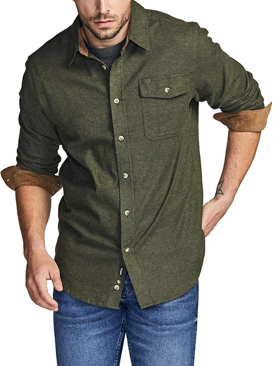 CQR Men's All Cotton Flannel Shirt, Long Sleeve Casual Button - Image 3