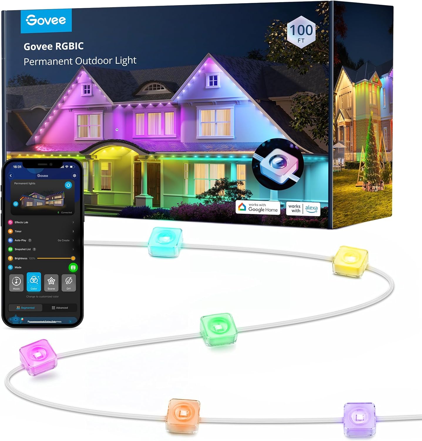 Govee Permanent Outdoor Lights, Smart RGBIC Outdoor Lights with 75 Scene - Image 2