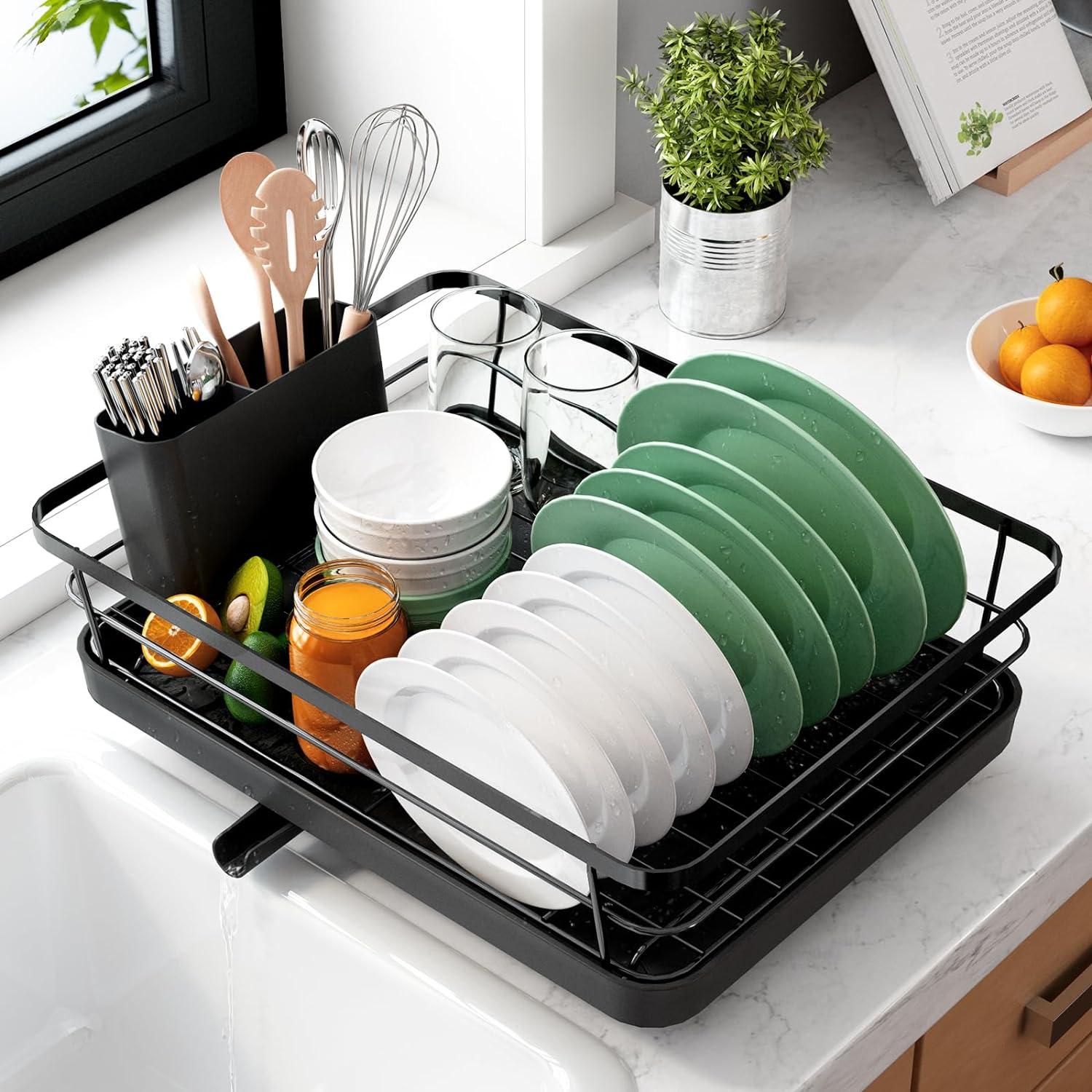 Kitsure Dish Drying Rack- Space-Saving Dish Rack, Dish Racks for Kitchen Counter