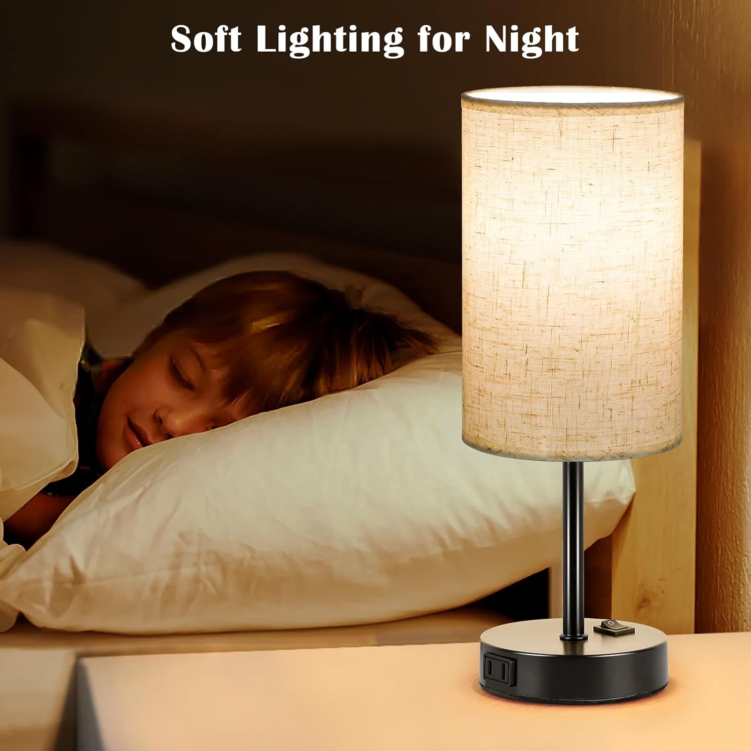 ZJOJO Table Lamp for Bedroom Set of 2, Bedside Small Lamps with 3 Way