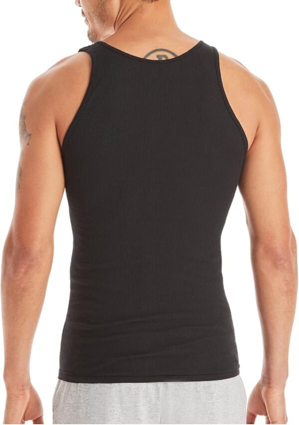 Hanes Men's Cotton Tank Undershirts Pack, Moisture-Wicking Ribbed - Image 2