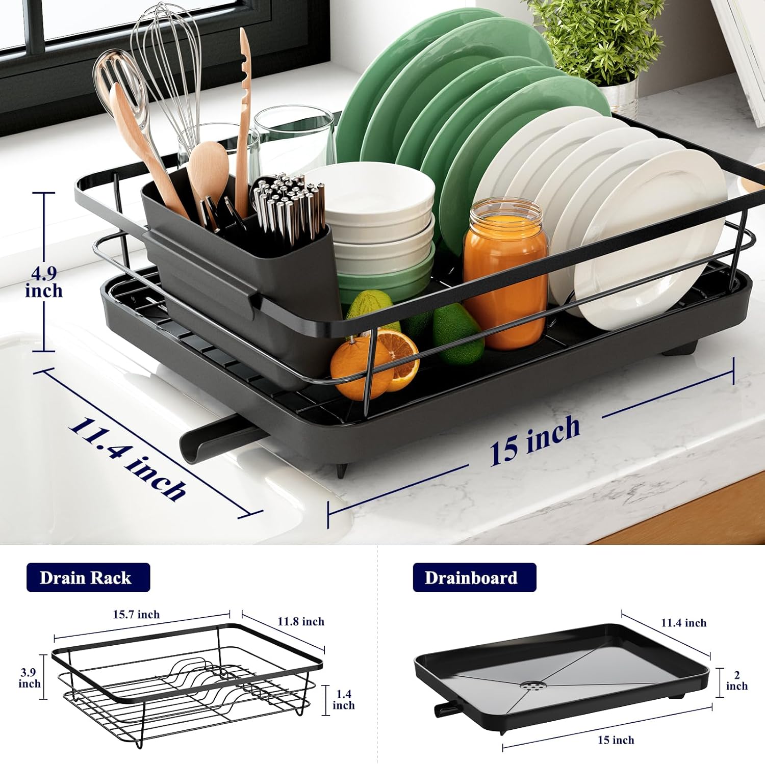 Kitsure Dish Drying Rack- Space-Saving Dish Rack, Dish Racks for Kitchen Counter - Image 4