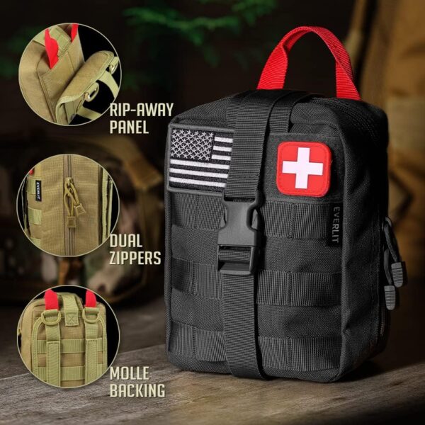 EVERLIT 250 Pieces Survival First Aid Kit IFAK EMT Molle Pouch - Image 2