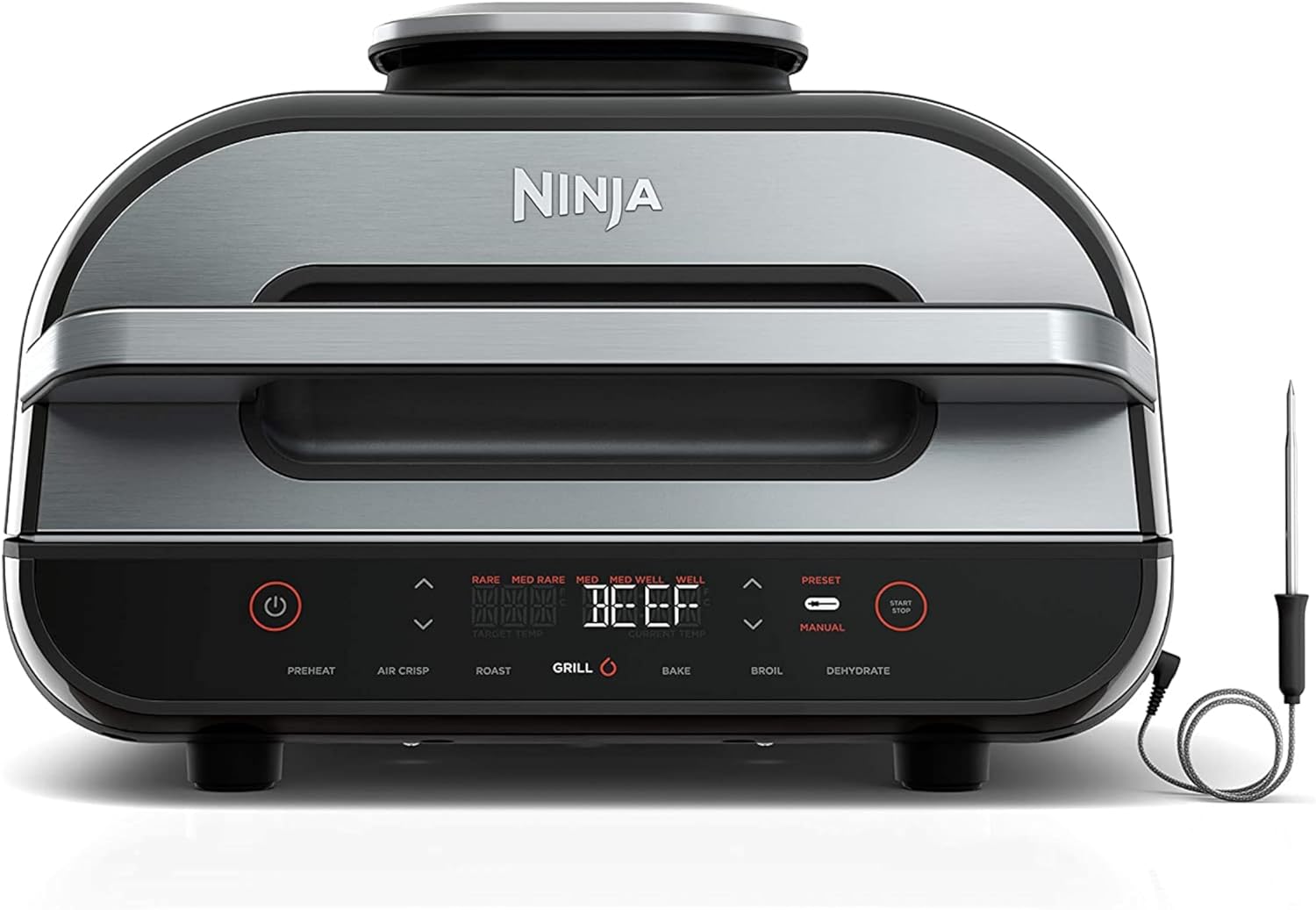 Ninja FG551 Foodi Smart XL 6-in-1 Indoor Grill with Air Fry, Roast, Bake,
