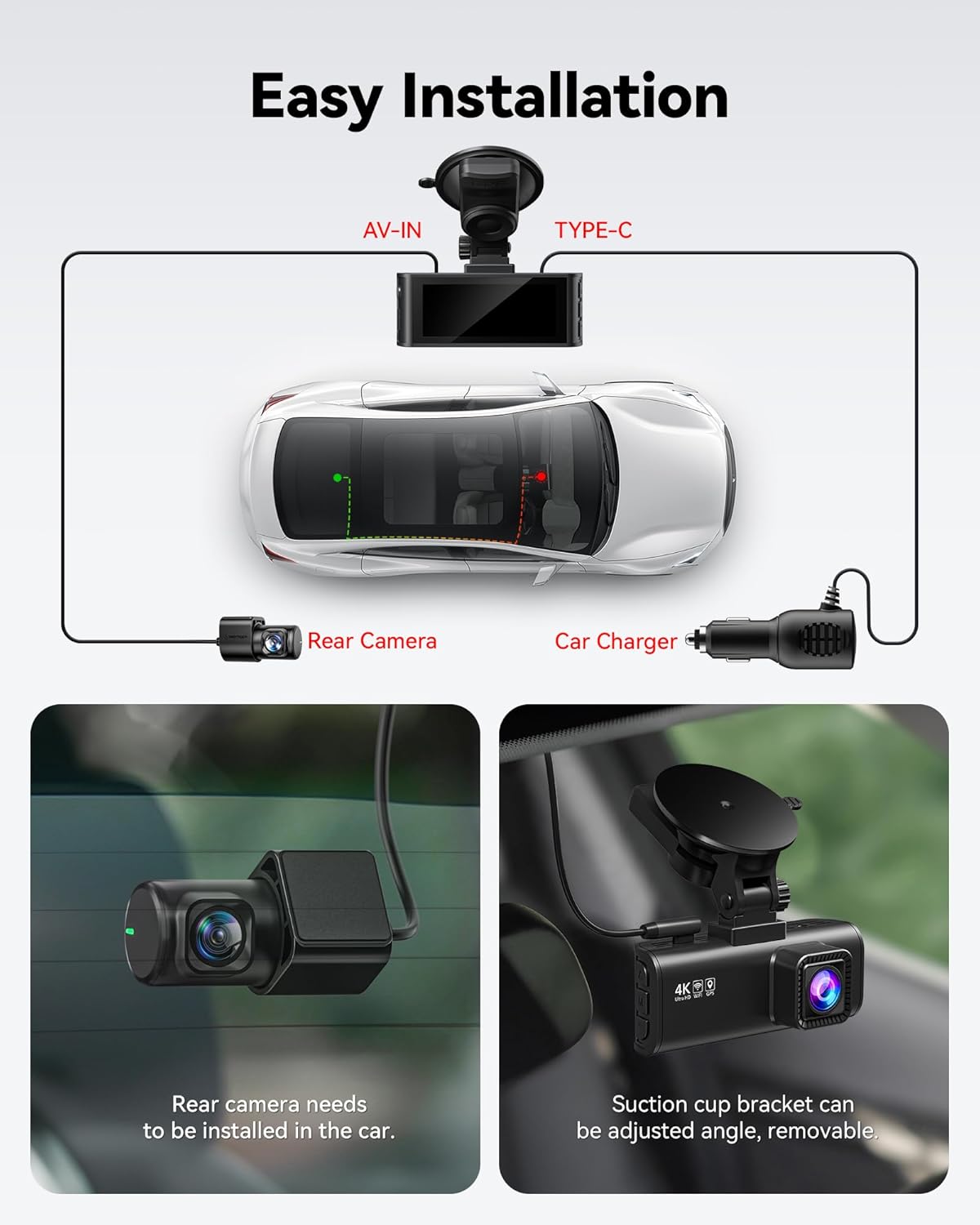 Vantrue N2 Pro Uber Dual Dash Cam Infrared Night Vision, Dual Channel 1080P - Image 3