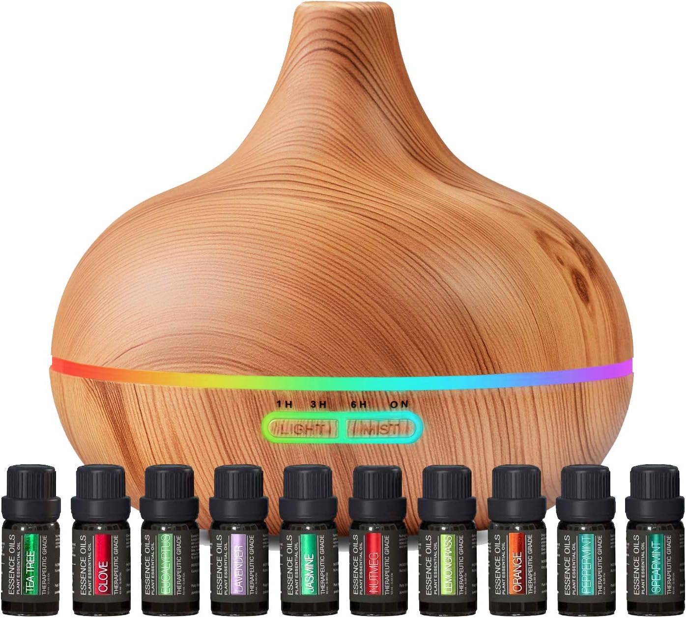Ultimate Aromatherapy Diffuser & Essential Oil Set - Ultrasonic Top 10 Oils