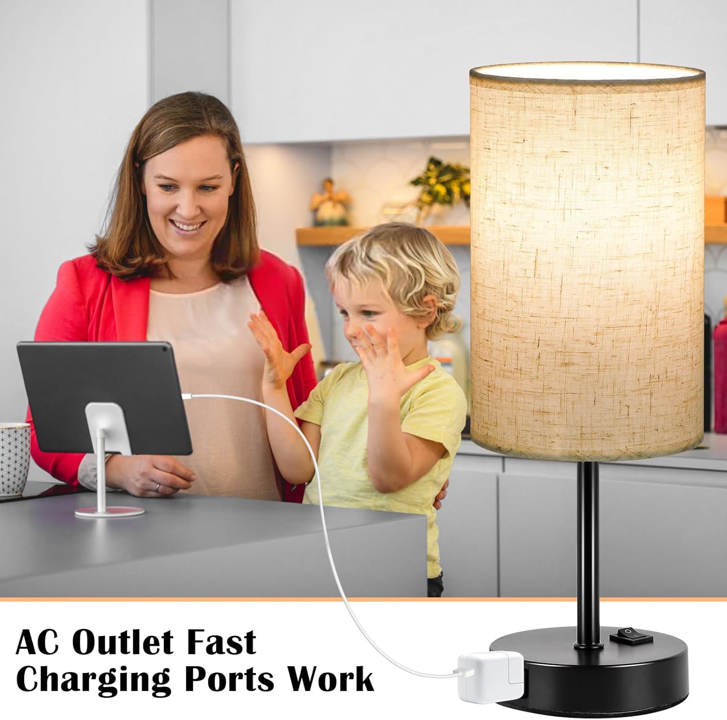 ZJOJO Table Lamp for Bedroom Set of 2, Bedside Small Lamps with 3 Way - Image 3