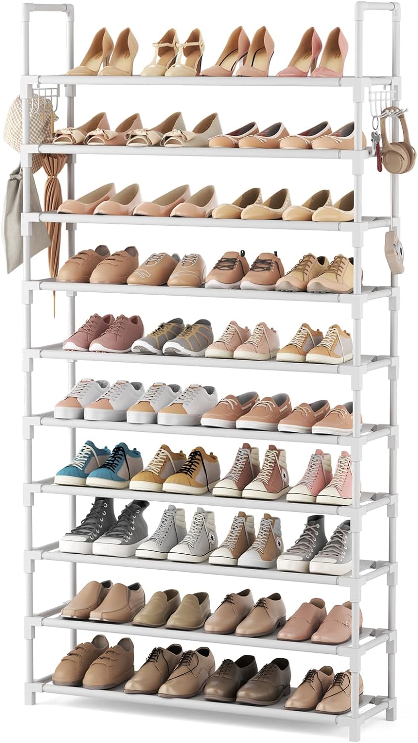 VTRIN 10 Tiers Shoe Rack Tall Large Capacity 50 Pairs Wide Shoe - Image 3