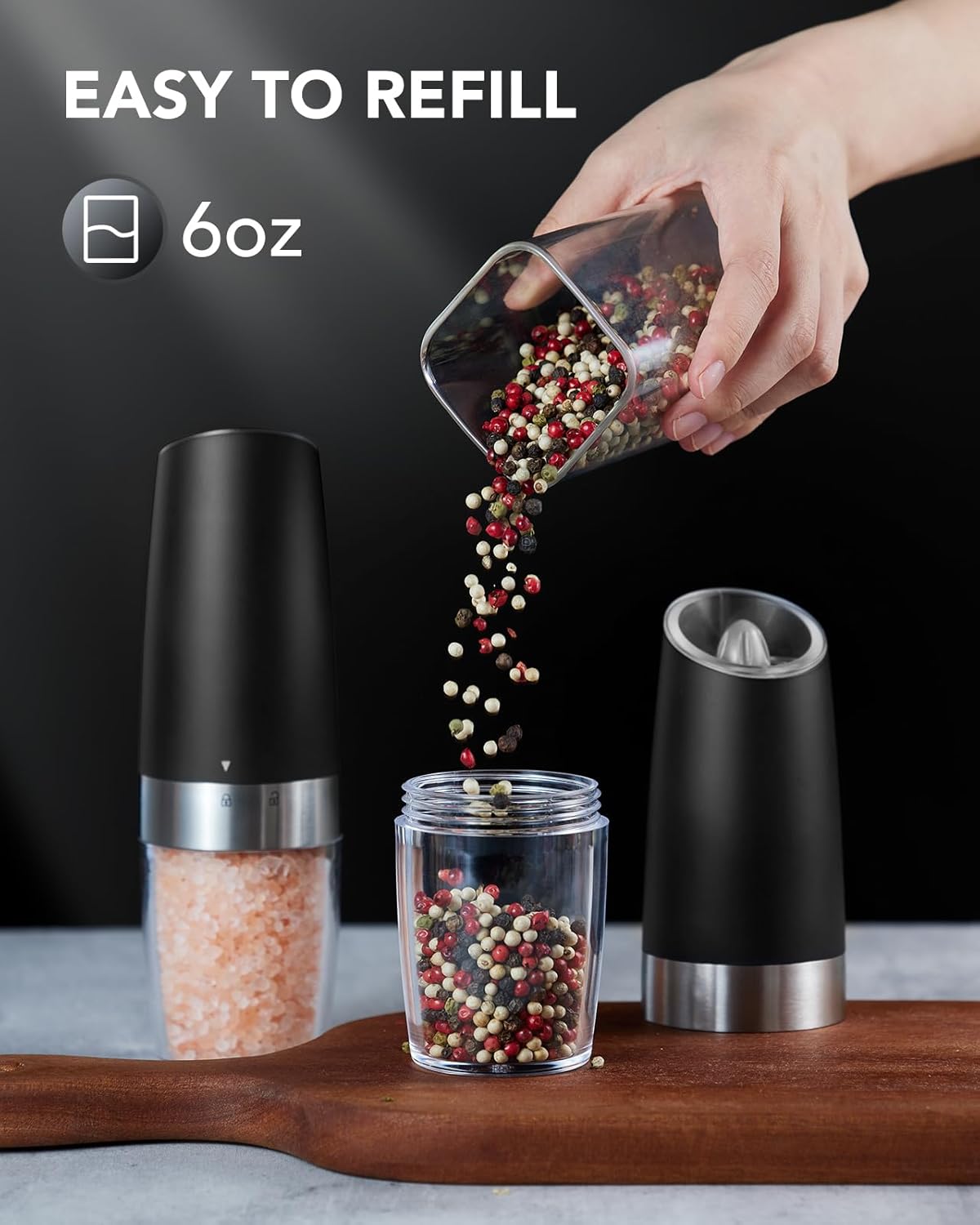 FORLIM Gravity Electric Salt and Pepper Grinder Set, Automatic Pepper - Image 2