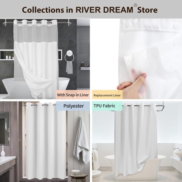 No Hook Slub Textured Shower Curtain with Snap-in PEVA Liner Set - Image 3
