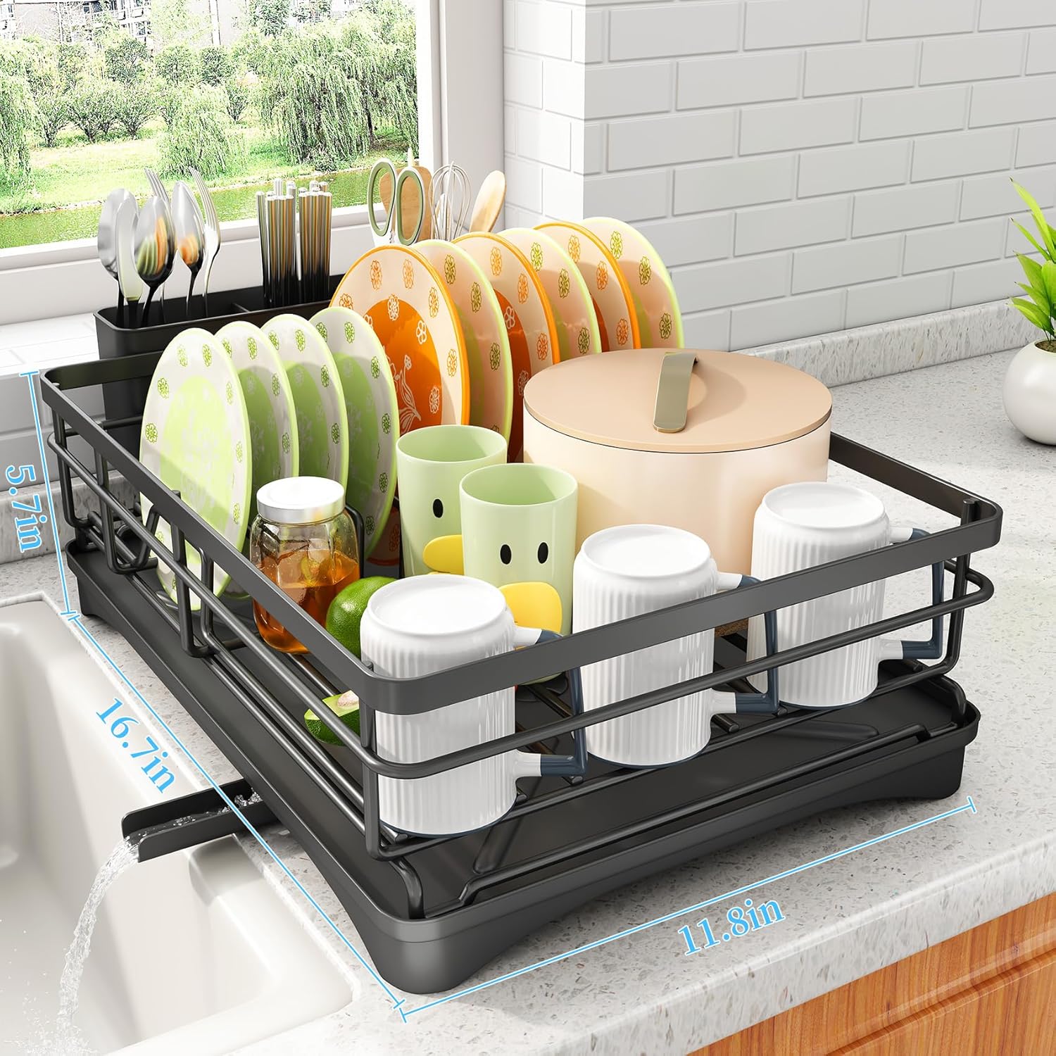Dish Drying Rack - Stainless Steel Dish Rack for Kitchen Counter, Large-Capacity - Image 3