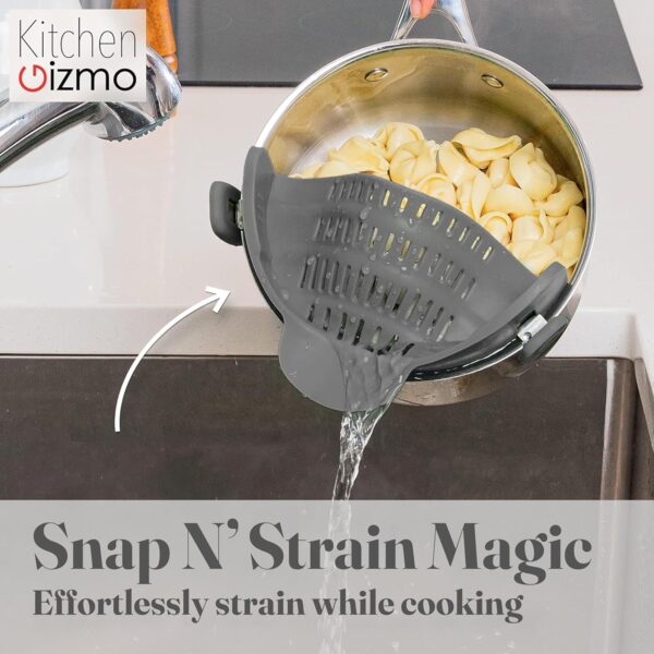 Kitchen Gizmo Snap N' Strain - Silicone Clip-On Colander for Pots and Pans - Image 2