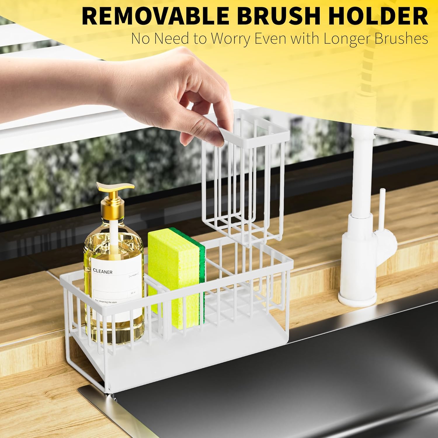 Cisily Sink Caddy Sponge Holder for Kitchen Sink, 304 Stainless Steel Rustproof - Image 2