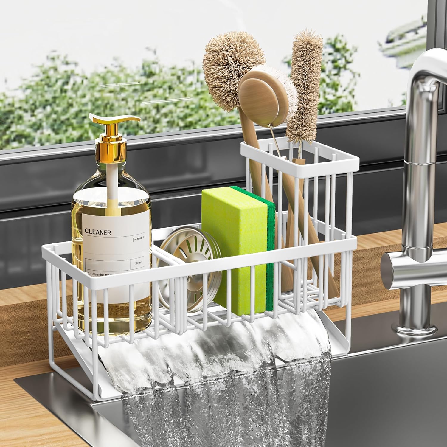 Cisily Sink Caddy Sponge Holder for Kitchen Sink, 304 Stainless Steel Rustproof