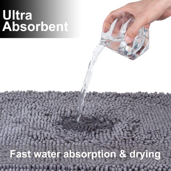 3 Pieces Bathroom Rugs, Anti-Slip Chenille Bath Rug - Image 2