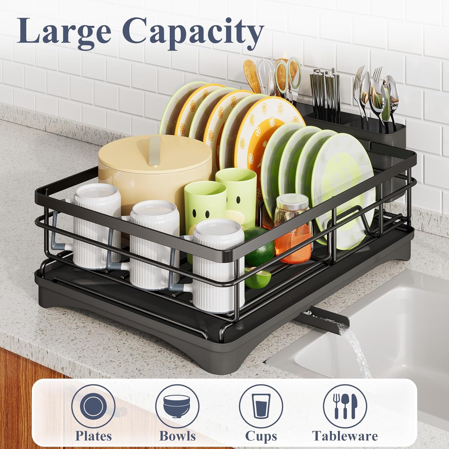 Dish Drying Rack - Stainless Steel Dish Rack for Kitchen Counter, Large-Capacity - Image 2