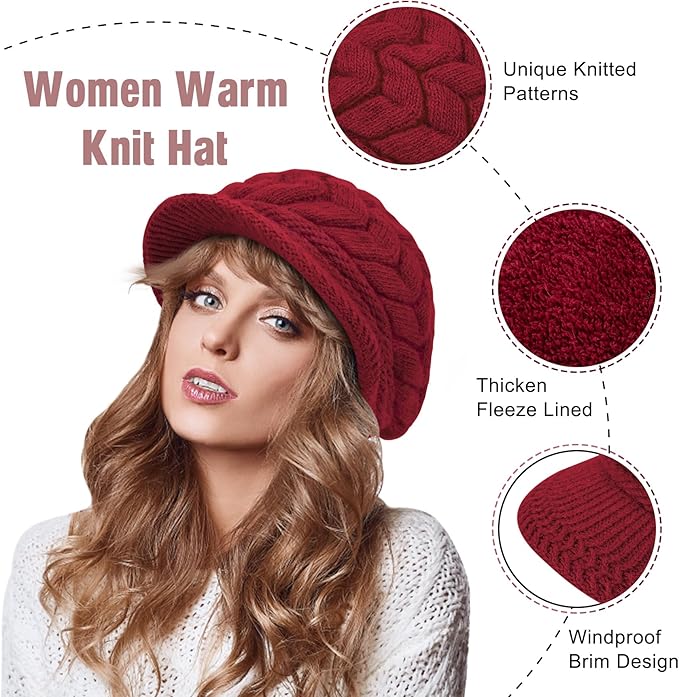 YSense 2 Pack Womens Winter Hats Warm Knit Hat Slouchy Beanie Cap - Image 3