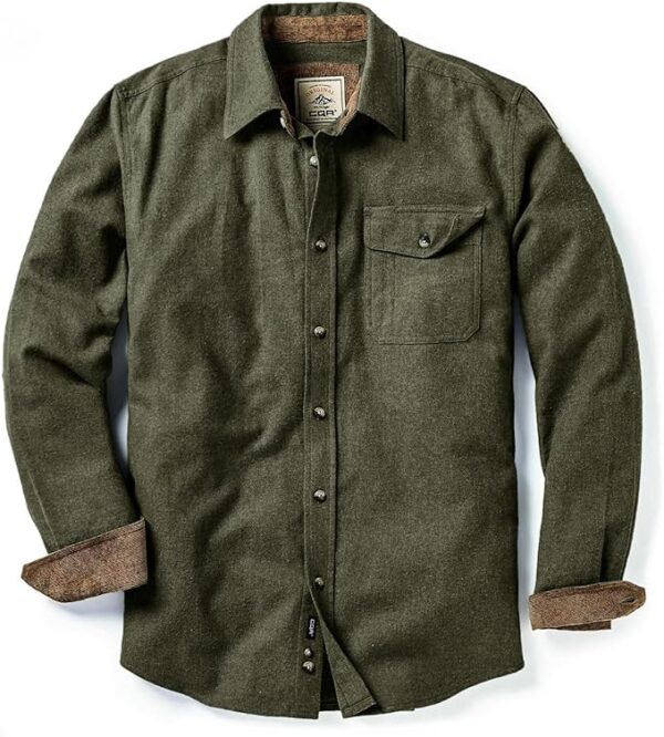 CQR Men's All Cotton Flannel Shirt, Long Sleeve Casual Button